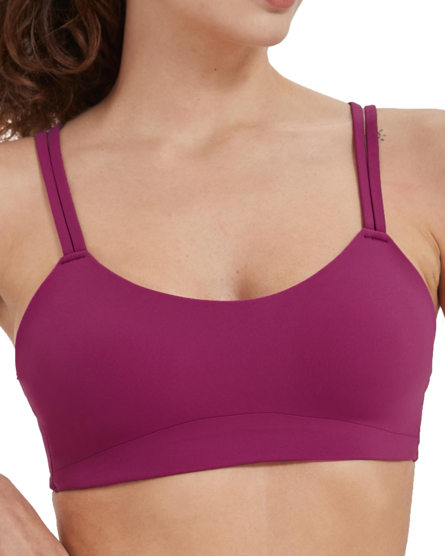 B/C Cup Low Support Crop Sports Bra Low Impact Camisoles Comfy Spaghetti Strap Yoga Gym Workout Bras