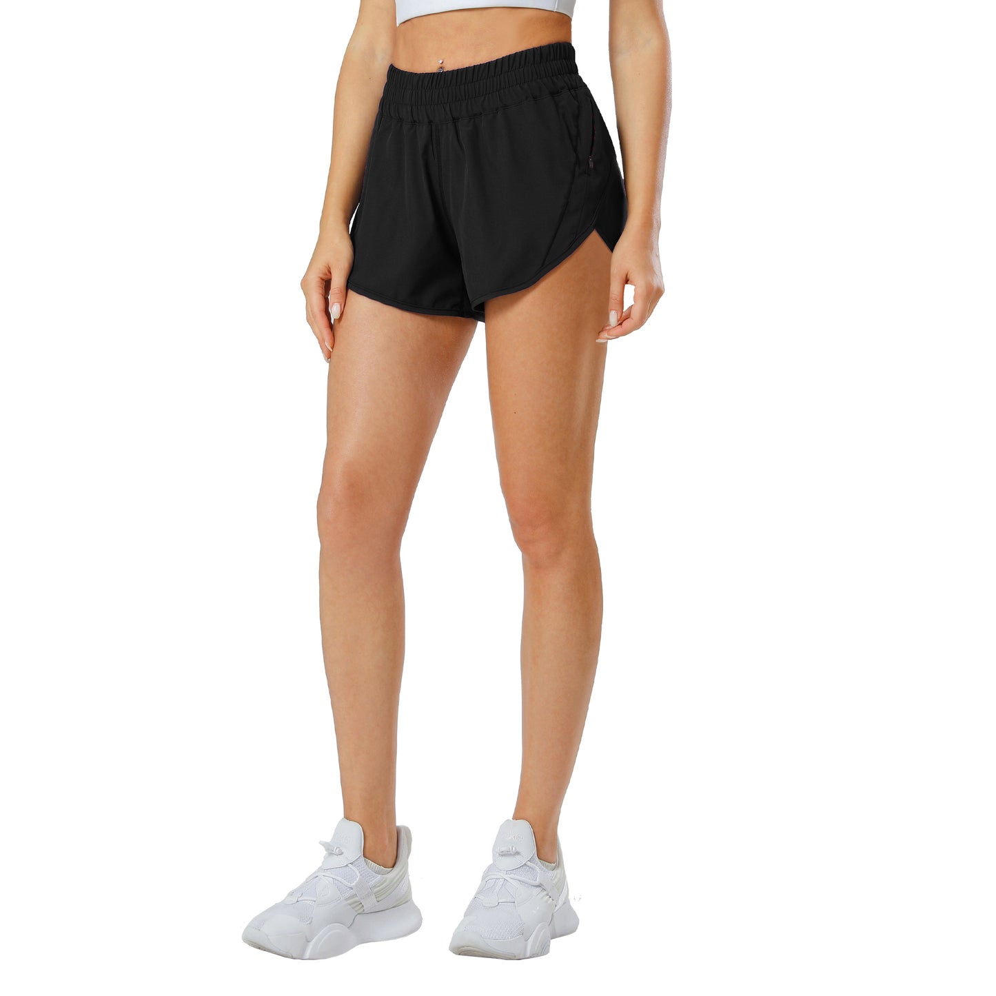 Aurefin Athletic Shorts for Women,Women's Quick Dry Workout Sports Active Running Track Shorts with Elastic and Zip Pockets