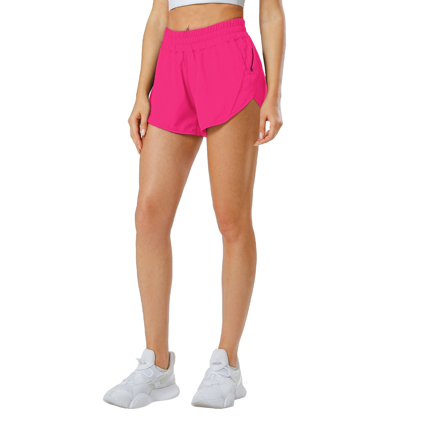 Aurefin Athletic Shorts for Women,Women's Quick Dry Workout Sports Active Running Track Shorts with Elastic and Zip Pockets