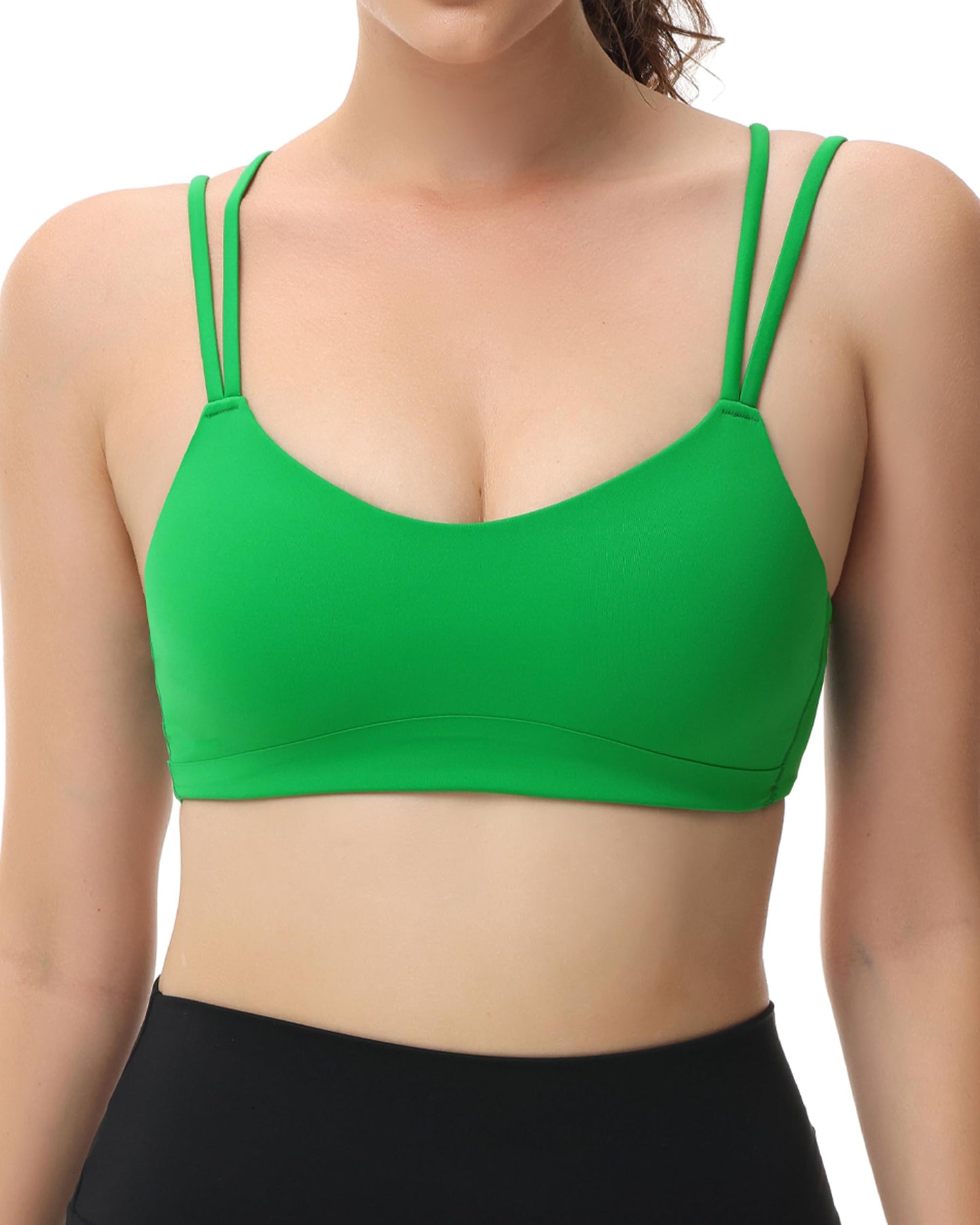 B/C Cup Low Support Crop Sports Bra Low Impact Camisoles Comfy Spaghetti Strap Yoga Gym Workout Bras