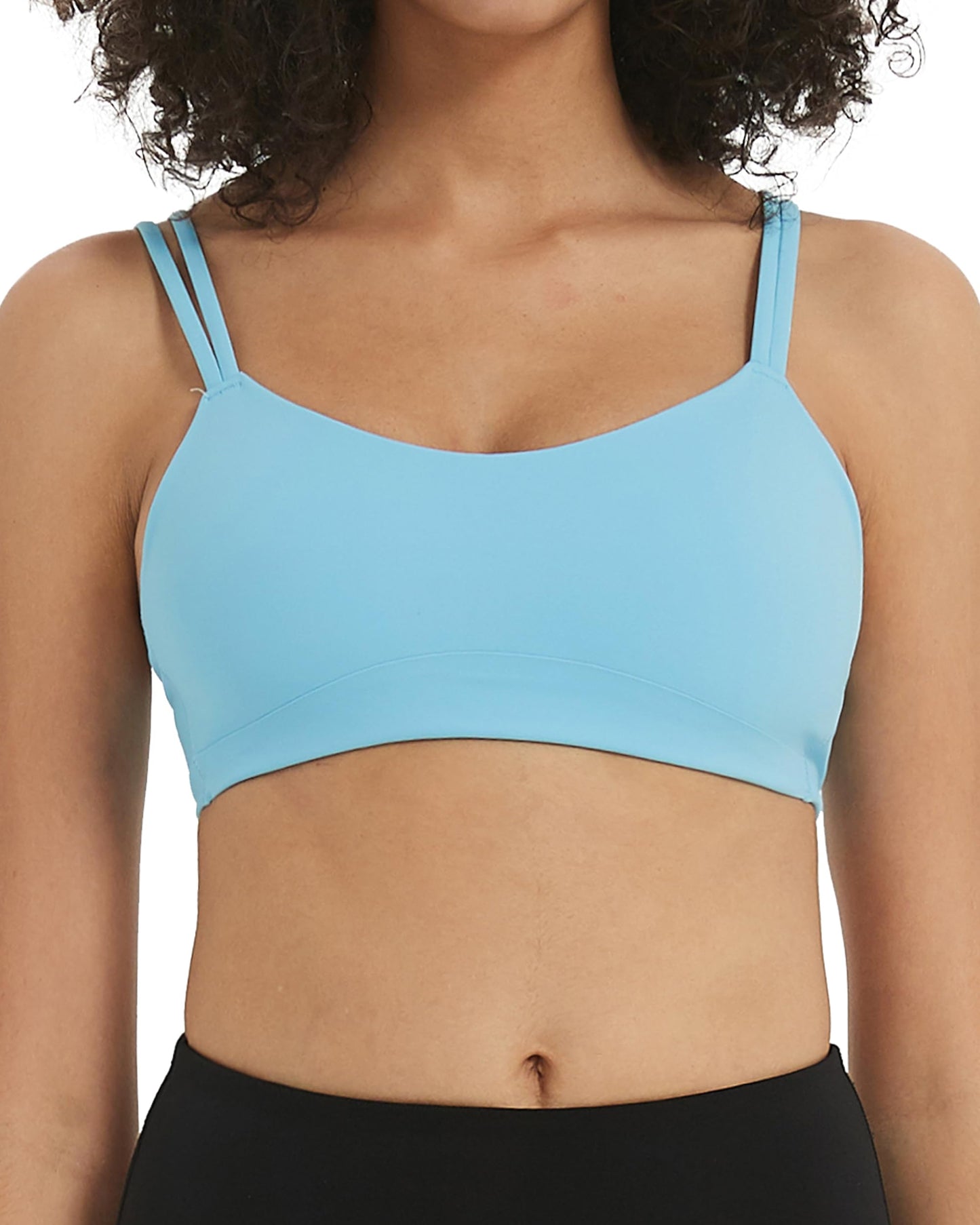 B/C Cup Low Support Crop Sports Bra Low Impact Camisoles Comfy Spaghetti Strap Yoga Gym Workout Bras