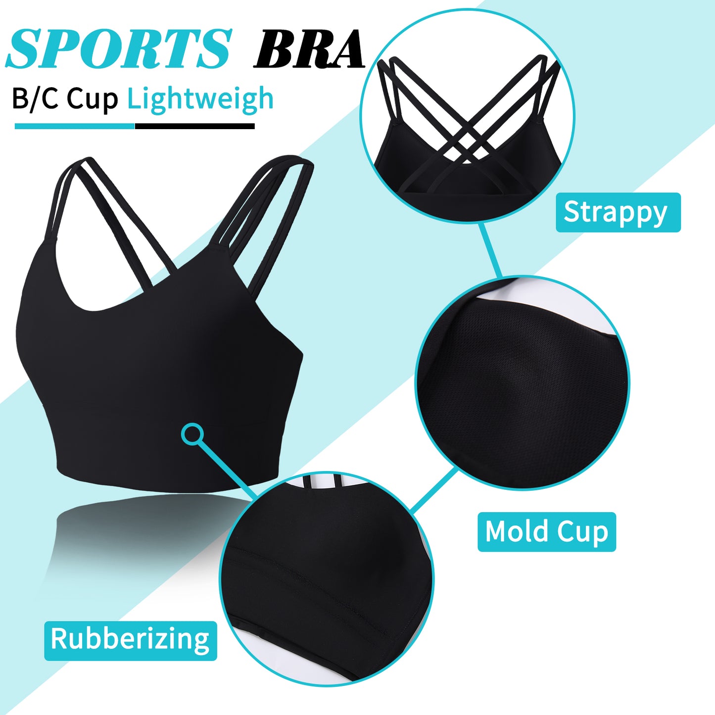 B/C Cups Low Impact Strappy Sports Bras for Women Longline Criss Cross Back Yoga Running Workout Bra Crop Tops