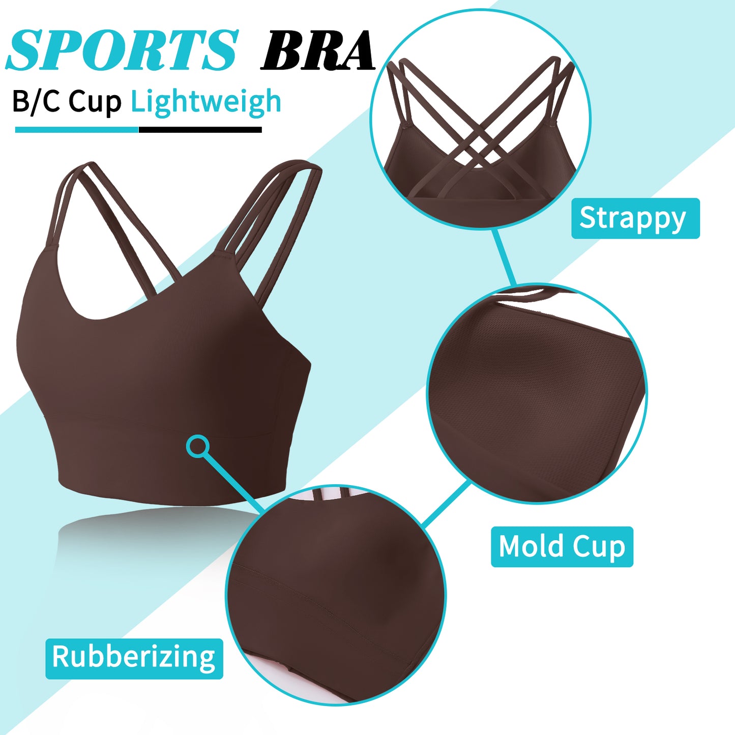 B/C Cups Low Impact Strappy Sports Bras for Women Longline Criss Cross Back Yoga Running Workout Bra Crop Tops