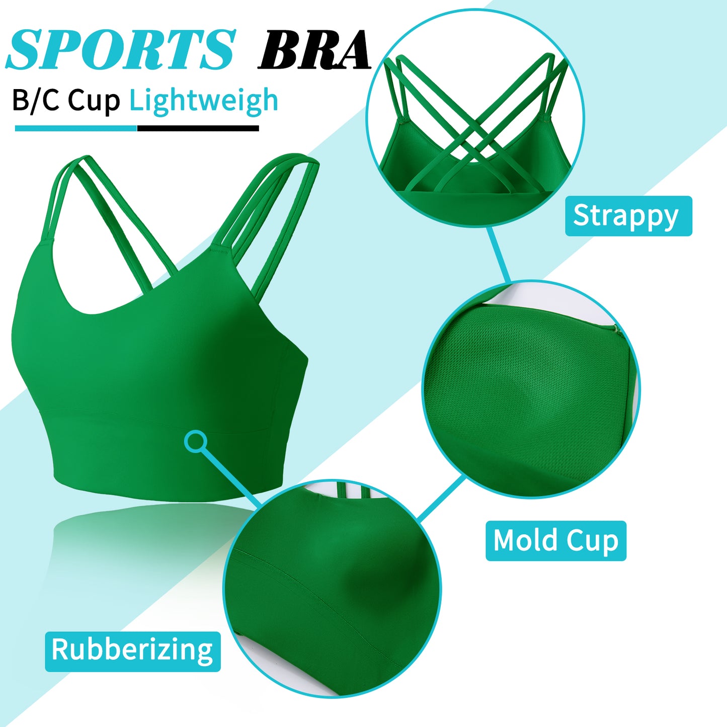 B/C Cups Low Impact Strappy Sports Bras for Women Longline Criss Cross Back Yoga Running Workout Bra Crop Tops