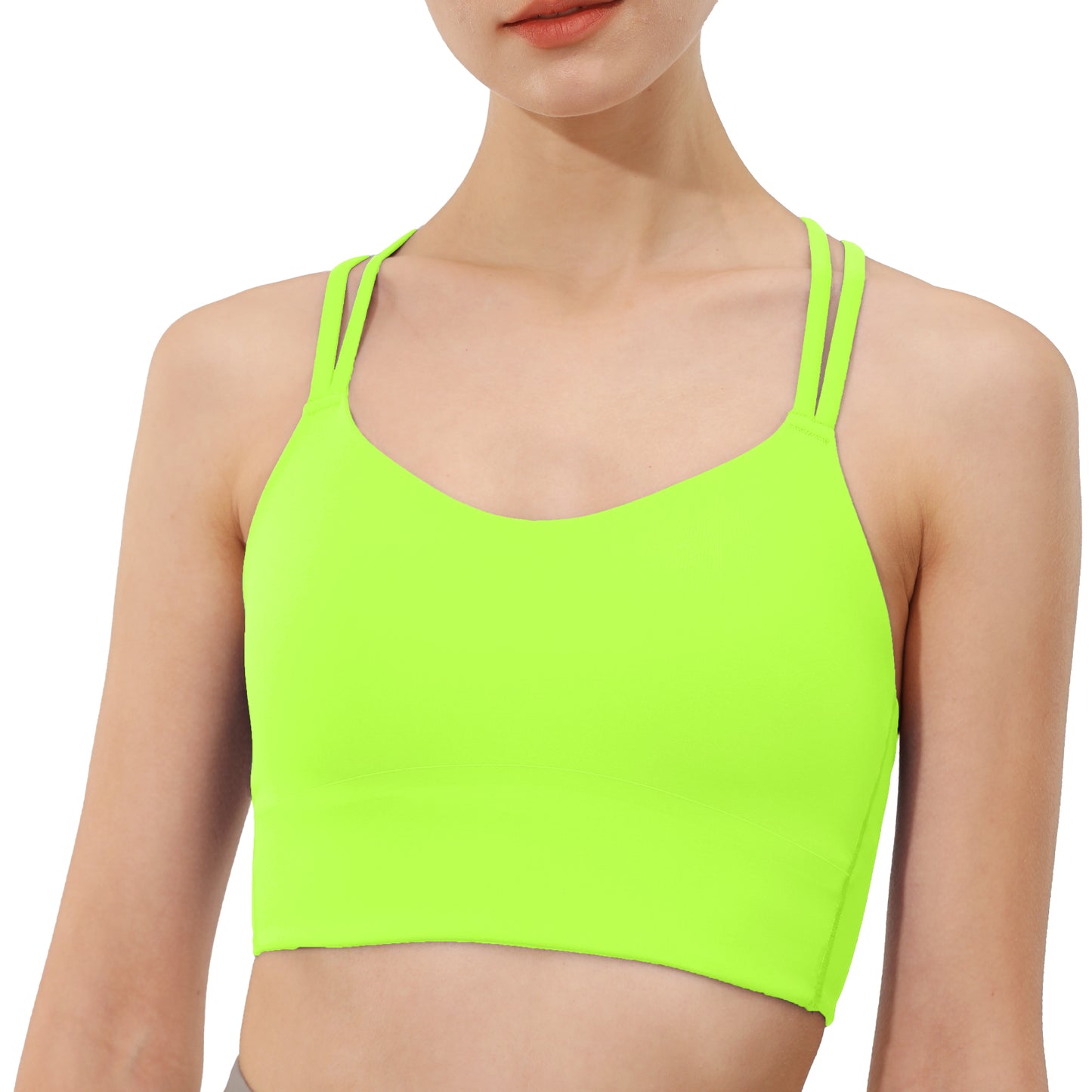 B/C Cups Low Impact Strappy Sports Bras for Women Longline Criss Cross Back Yoga Running Workout Bra Crop Tops