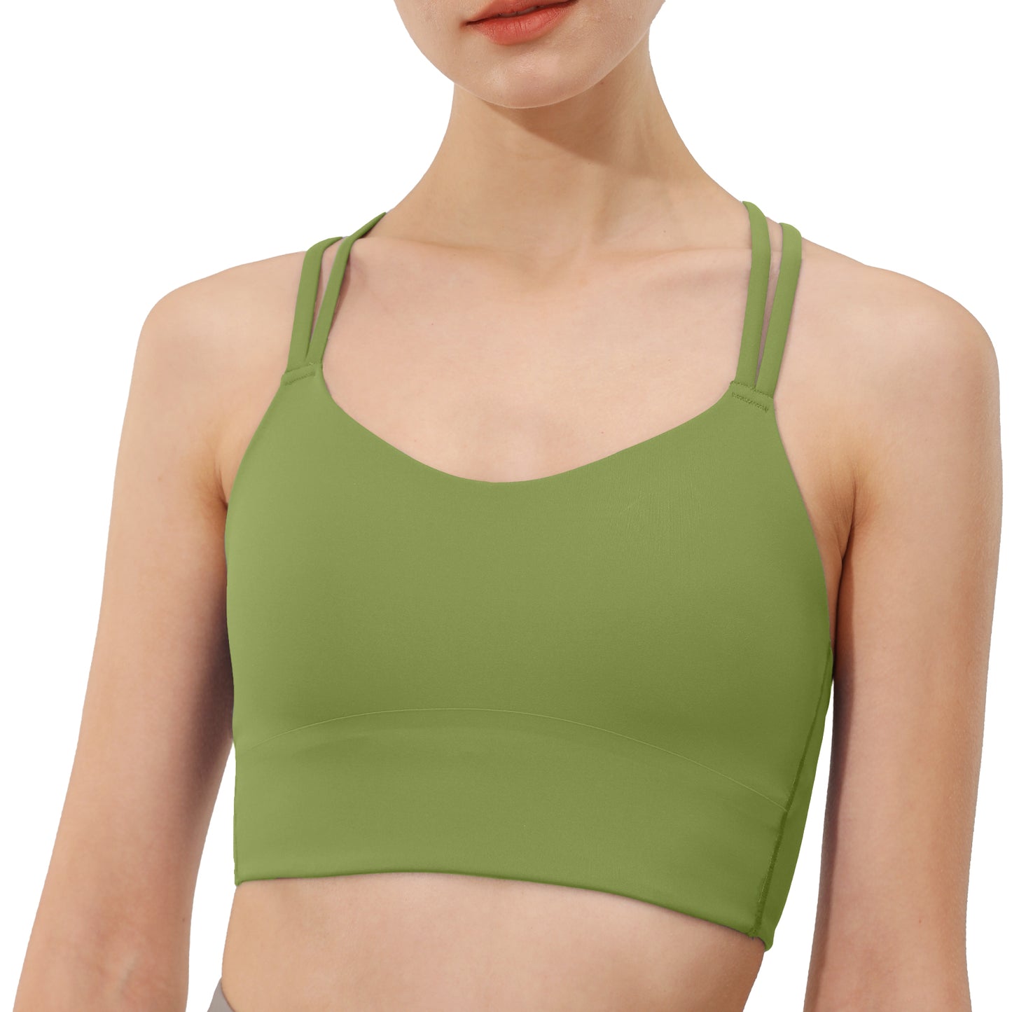 B/C Cups Low Impact Strappy Sports Bras for Women Longline Criss Cross Back Yoga Running Workout Bra Crop Tops