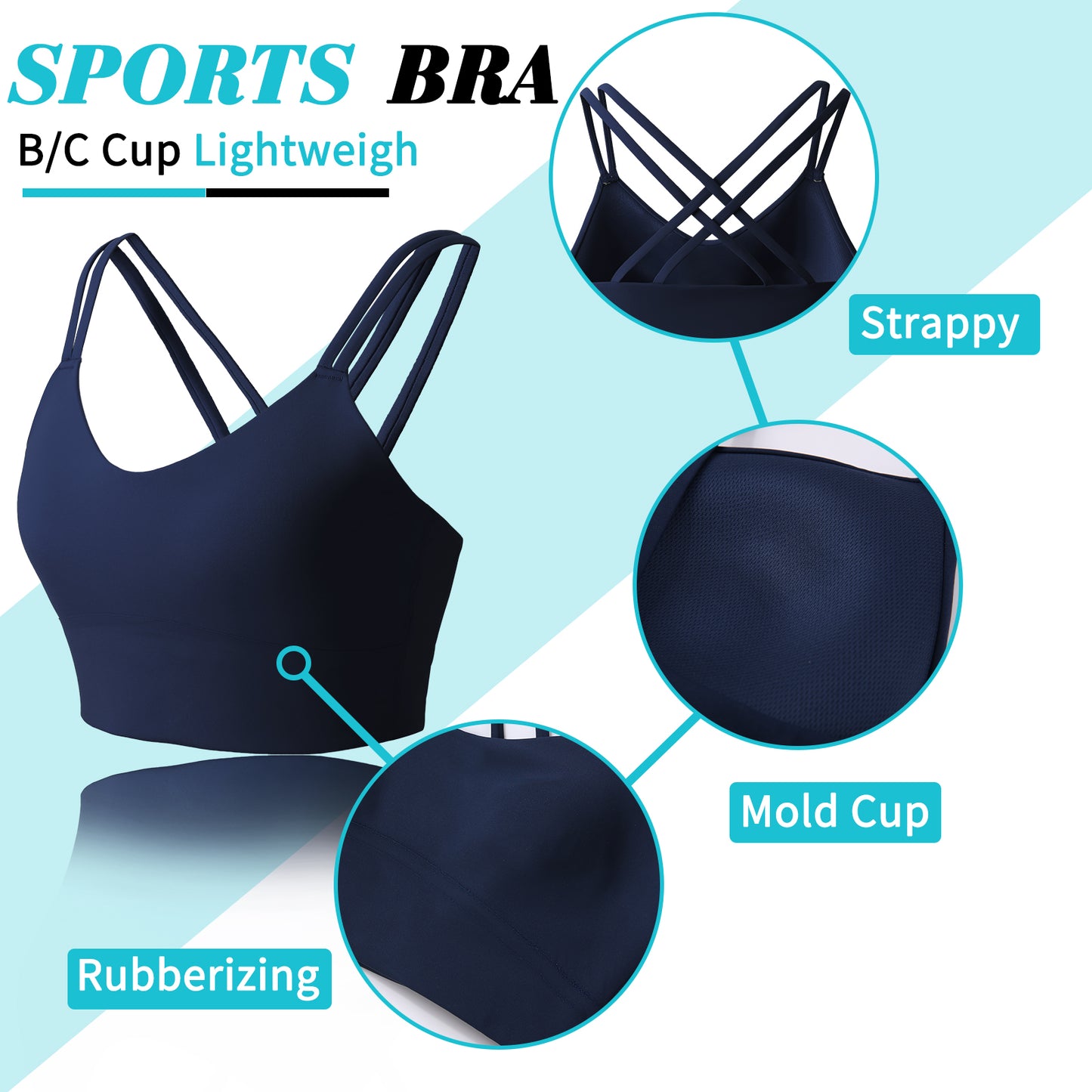 B/C Cups Low Impact Strappy Sports Bras for Women Longline Criss Cross Back Yoga Running Workout Bra Crop Tops