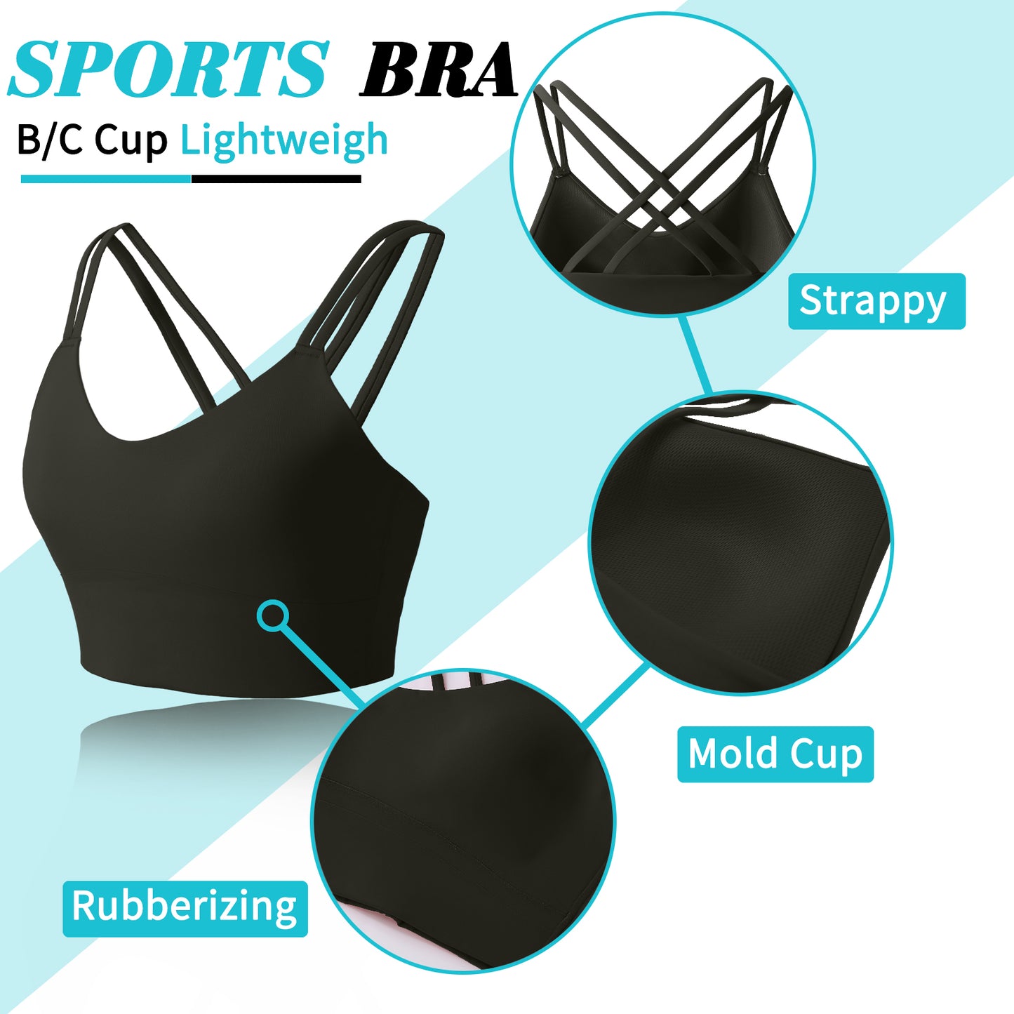 B/C Cups Low Impact Strappy Sports Bras for Women Longline Criss Cross Back Yoga Running Workout Bra Crop Tops