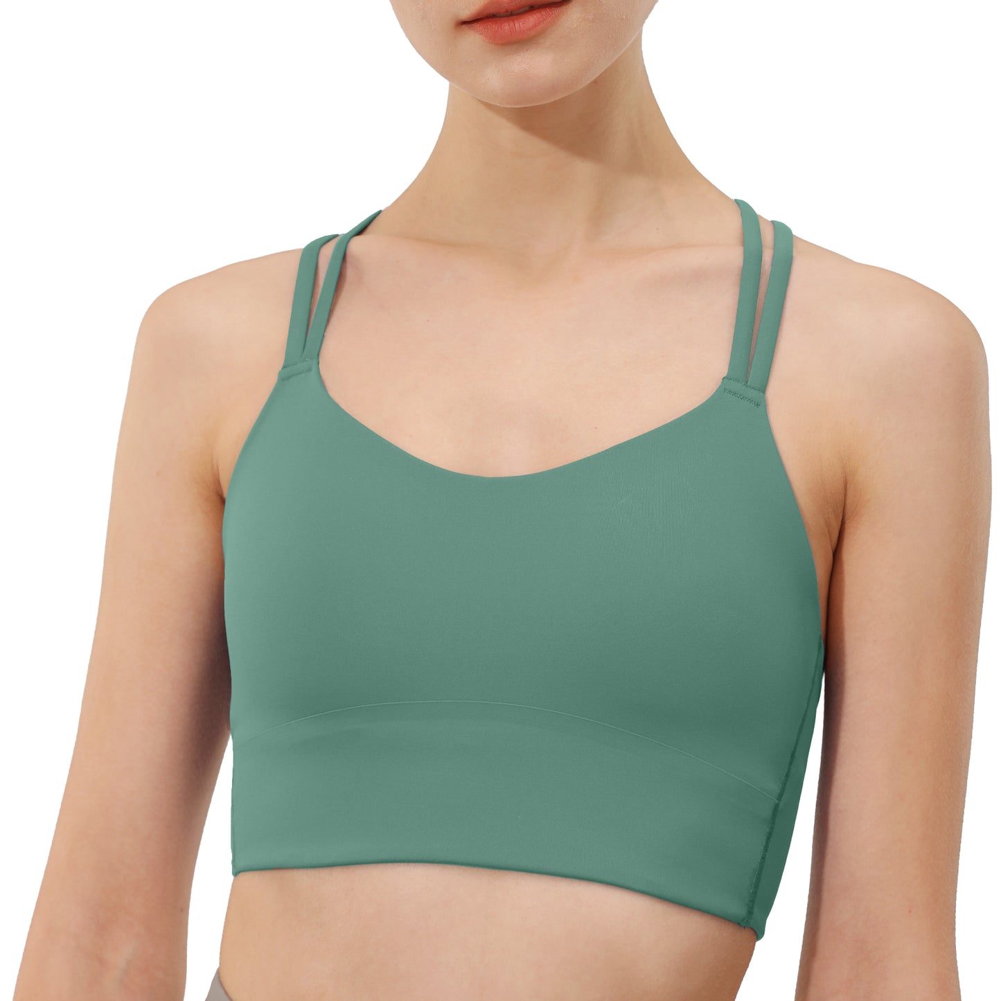 B/C Cups Low Impact Strappy Sports Bras for Women Longline Criss Cross Back Yoga Running Workout Bra Crop Tops